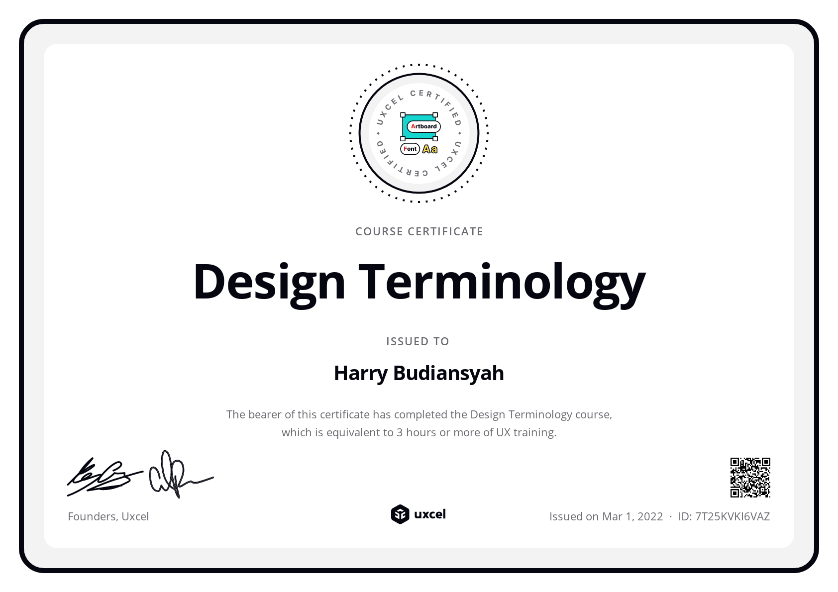 Harry Budiansyah's certificate
